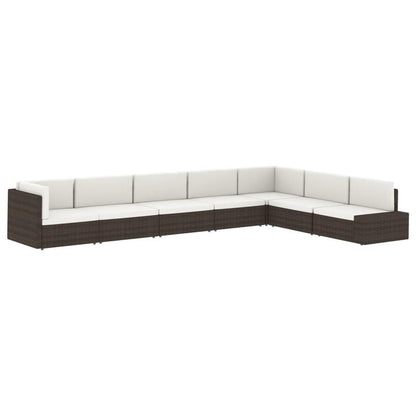 Modulaire 2-Zitsbank – Tweezitsbank – Loungesofa – Buitenbank – Woonkamerbank – Bruin – Duurzaam Poly Rattan & Hardhouten Frame – Zacht Schuimcomfort