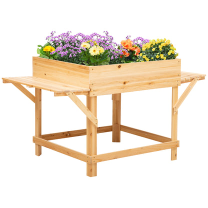 Hoogte plantenbak – Verhoogde plantenbak – Bloembak – Tuinbak – Plantenbak op poten – Natuurlijk dennenhout – Zijplanken en non-woven filterdoek – 130x75x75 cm