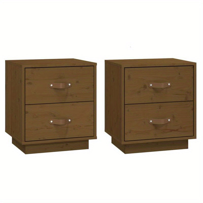 Bedside tables 2 st 40x34x45cm Solid grenenwood honingbruin Removable, suitable for indoor use and suitable for all seasons