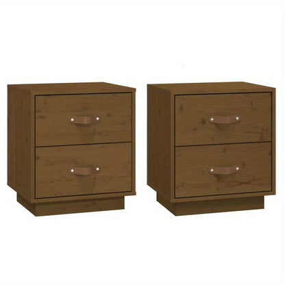 Bedside tables 2 st 40x34x45cm Solid grenenwood honingbruin Removable, suitable for indoor use and suitable for all seasons