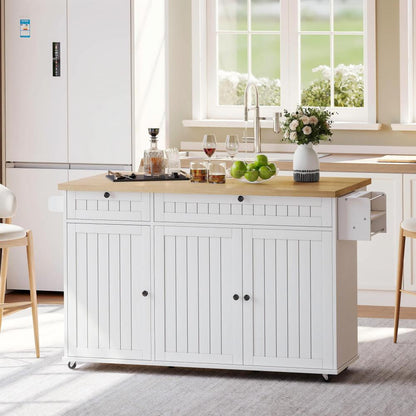 Keukenblok – Keukenkast – Keukenmeubel – Keukeneiland – Kitchenette – Mobiel met Inklapbaar Werkblad – Zes Wielen met Rem – Zwart Modern Design