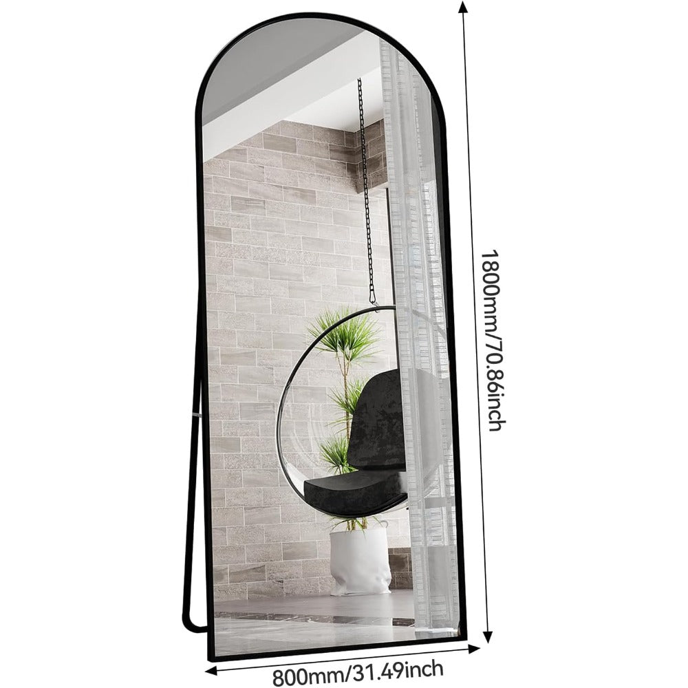 Boogspiegel – Staande Spiegel – Wandspiegel – Volledige Lengte Spiegel – Grote Slaapkamer Spiegel – 180 x 80 cm – Aluminium Frame