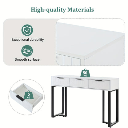 Haltafel – Entreetafel – Bijzettafel – Opbergtafel – Gangtafel – Modern Design – Met Metalen Frame en Verstelbare Voetjes