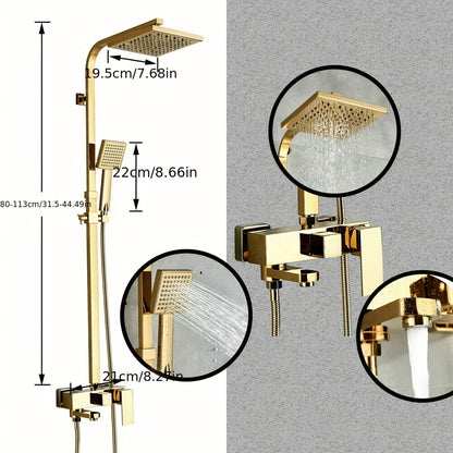 Goudkleurige Douchekraan – Douchekraan Set – Regendouche – Baduitloop – Muurmontage – Luxe Goudafwerking – Ruimtebesparend Design