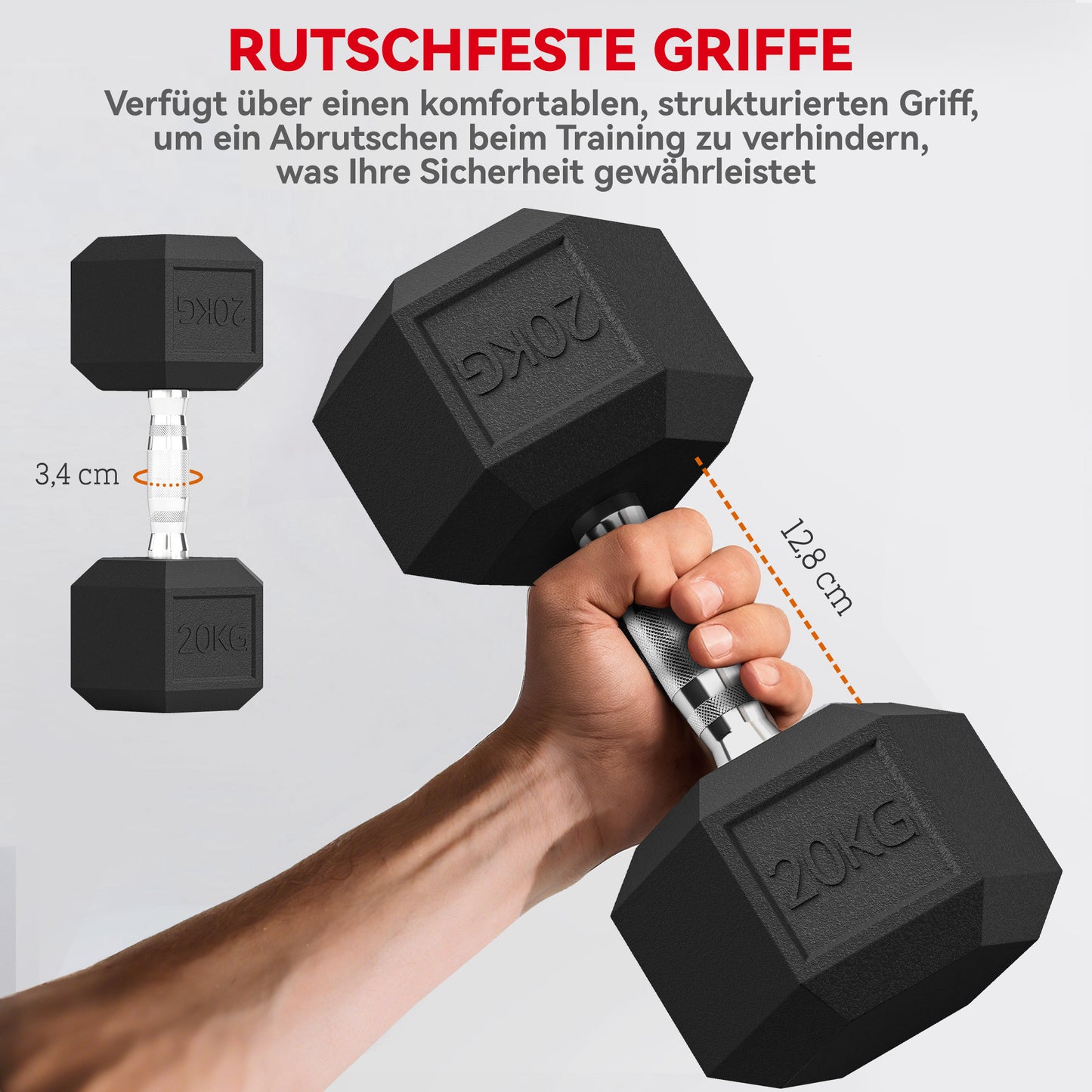 Kettlebell – Dumbbell – Halter – Gewichten – Gietijzer – 2x20 kg – Knurling Grip – Duurzaam