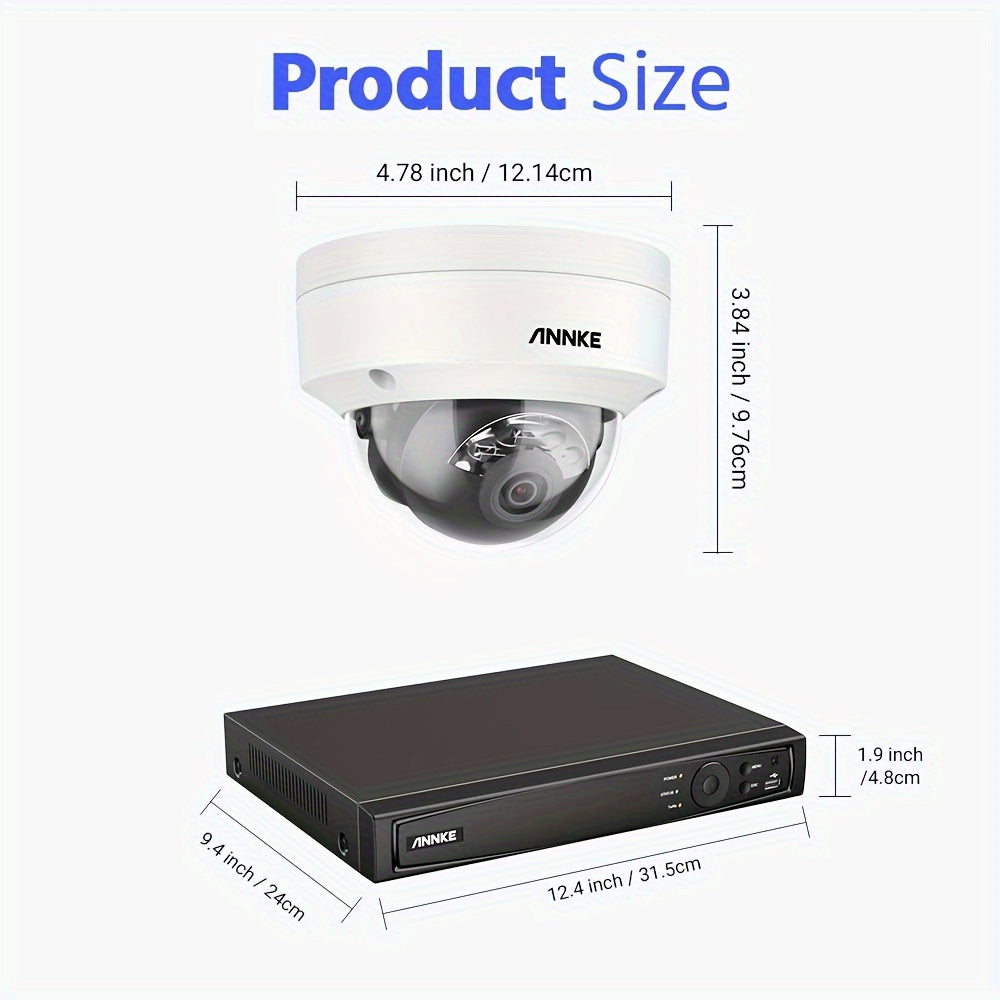 4K Beveiligingscamera Set – IP Camera Beveiliging – PoE Camera Systeem – Surveillance Kit – 8MP Camera Set Zonder HDD – Personen- en Voertuigdetectie – Kleurennachtzicht & IR Tot 30 Meter