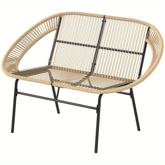 Zweefbank Tuin – Buitenbank – Tuinmeubel – Loungeset – 2-Zitsbank – Polyrattan – Weerbestendig – UV-Bestendig – Belastbaar 260 kg – Khaki