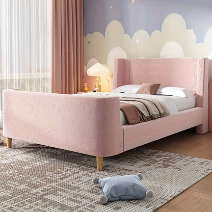 Bedframe – Eenpersoonsbed – Slaapbank – Kinderbed – Jeugdbed – Roze Bamboe Bedframe – Modern Design – Lichtgewicht & Duurzaam