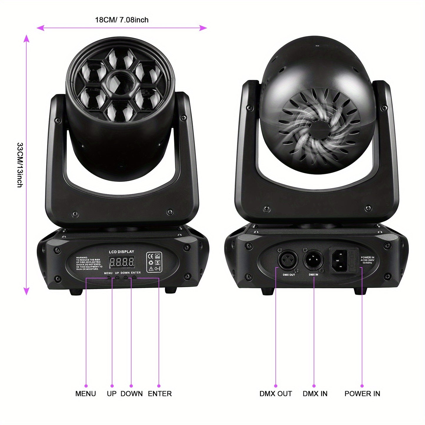 Moving Head Stage Light – Beam Light – DJ Licht – Discotheek Lamp – Theater Spot – 150W LED Vermogen – 540° X-As Rotatie