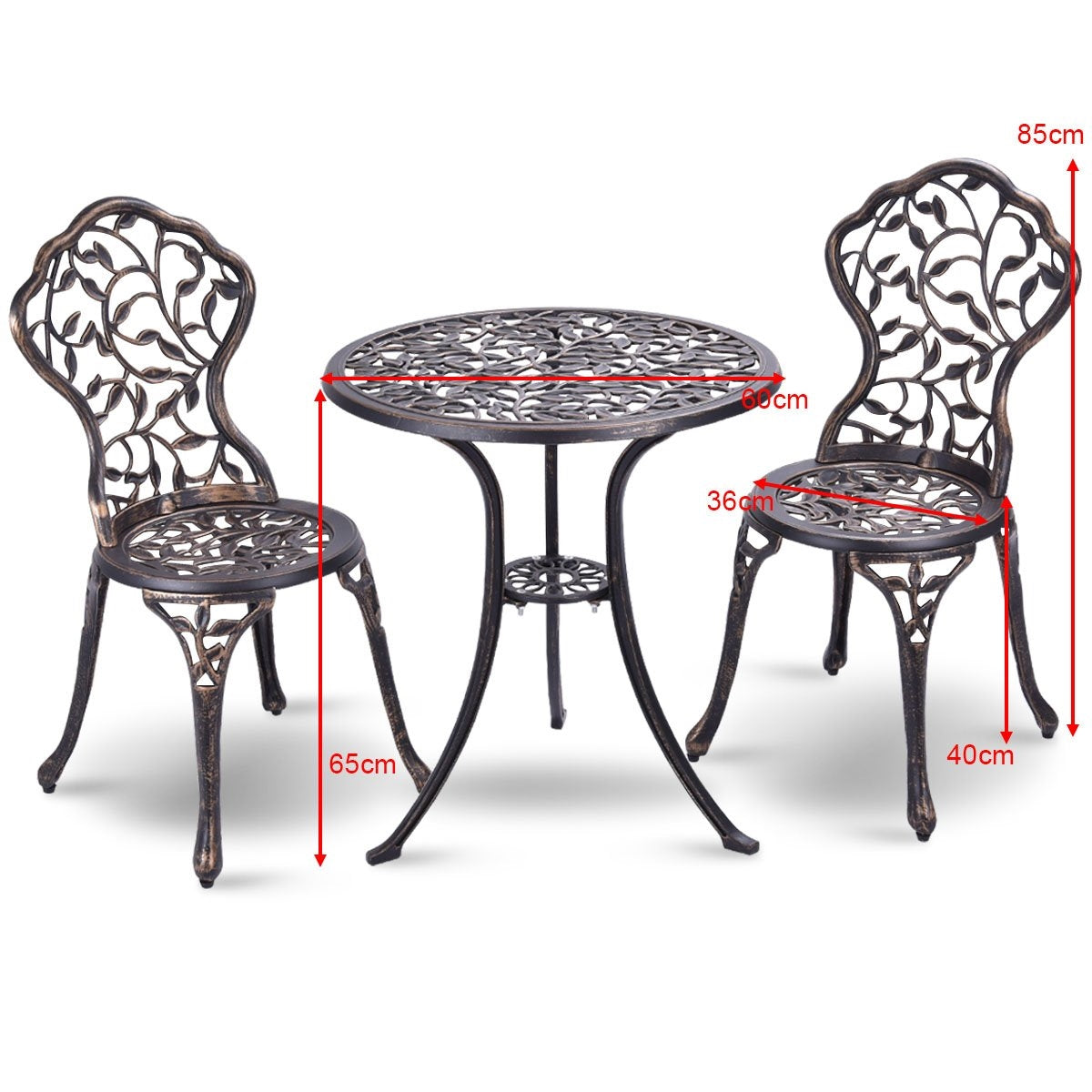 Tuinmeubelset 3-delig – Balkonset – Balkonmeubilair – Terrasmeubels – Tuinmeubilair – Aluminium Gietmateriaal – Weerbestendig – Compact Design