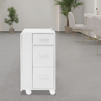 Manicure Tafel – Nageltafel – Nagelstudio Tafel – Nagelwerkbank – Opvouwbare Werkbank – Stevige Metalen Constructie – 3 Laden Met Wieltjes – Wit