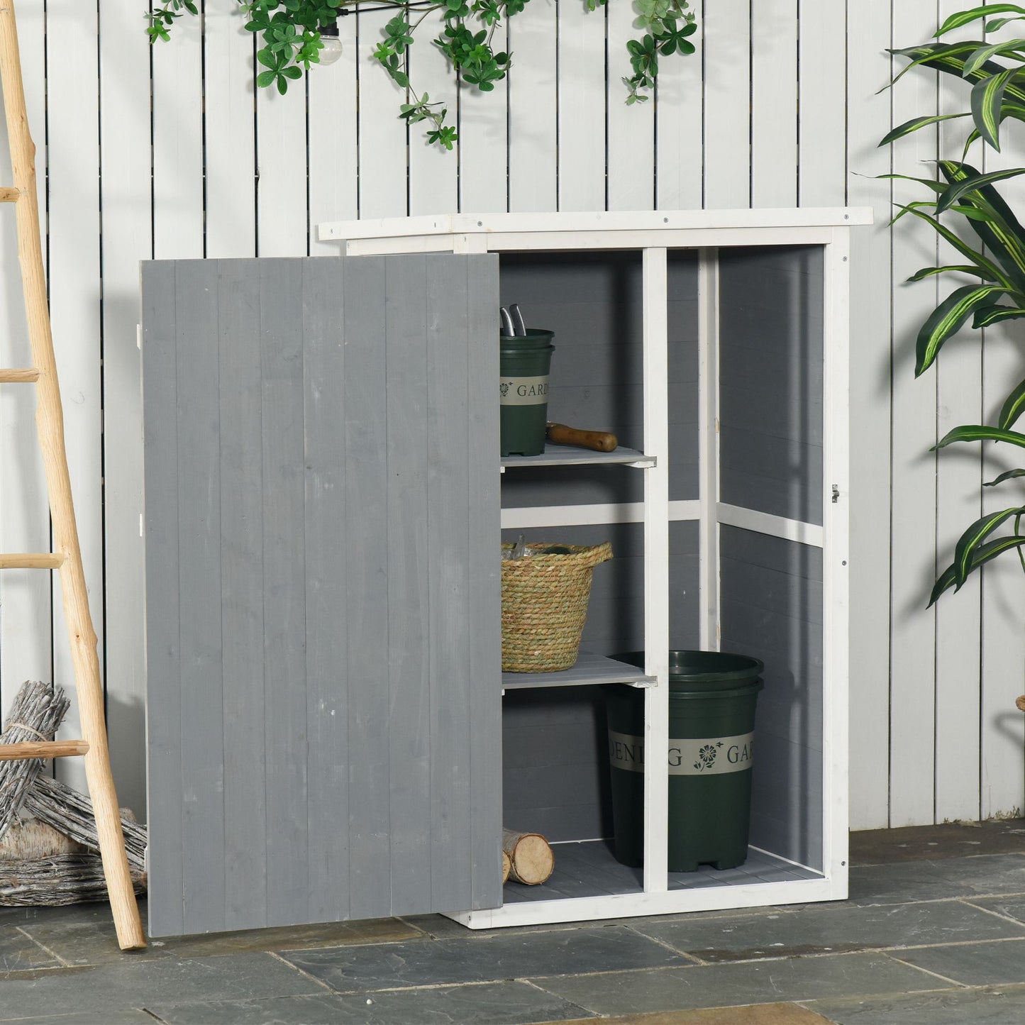 Tuinberging – Tuinhuis – Tuinkast – Gereedschapsschuur – Opbergkast – Vurenhout Met Bitumen Dak – Grote Vergrendelbare Deur Met 2 Planken – Compacte Afmetingen 75x56x115 cm