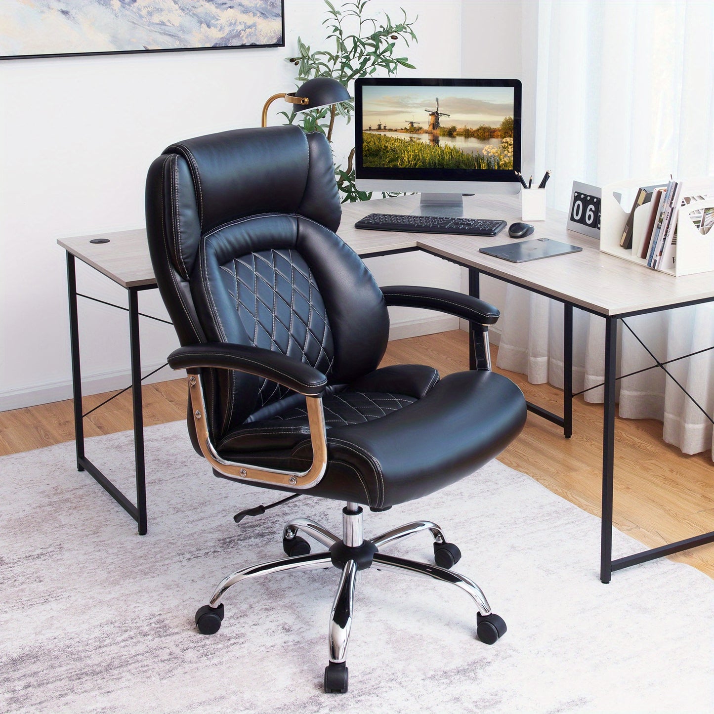 Bureaustoel – Office Chair – Ergonomische Stoel – Bureaustoelen – Computerstoel – Verstelbare Hoogte & Rugleuning – Zware Metalen Basis tot 181 kg