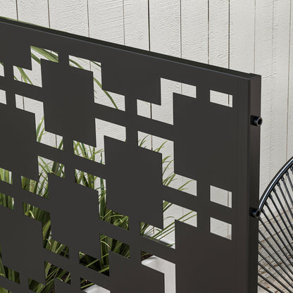 Tuinscherm – Privacyscherm – Balkonscherm – Windscherm – Afzetting – Zwart Metalen Geometrisch Patroon – 122x45x198 cm – Weerbestendig