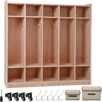 Large Entryway Storage Cabinet with 5 Large & 10 Small Compartments, Heavy-Duty Non-Wood Organizer with - Easy Assembly -Standing Coat Rack for Hallway, Foyer, Lobby - Compatible with most entryway layouts