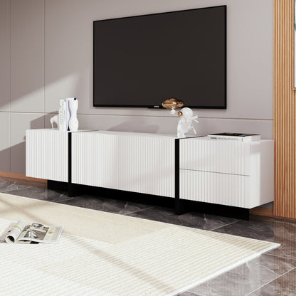 TV-kast – TV-meubel – Entertainmentmeubel – Mediameubel – Zwart-wit TV-meubel – 190 cm breed – Softclose deuren – MDF en spaanplaat