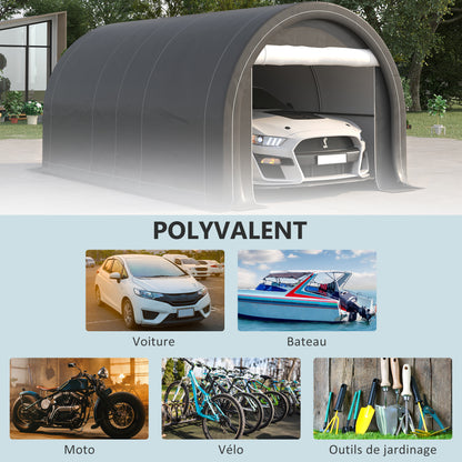 Carport – Garage – Afdak – Tent – Overkapping – Grijs – Gegalvaniseerd Stalen Frame – Waterdicht PE Zeildoek 190 g/m²