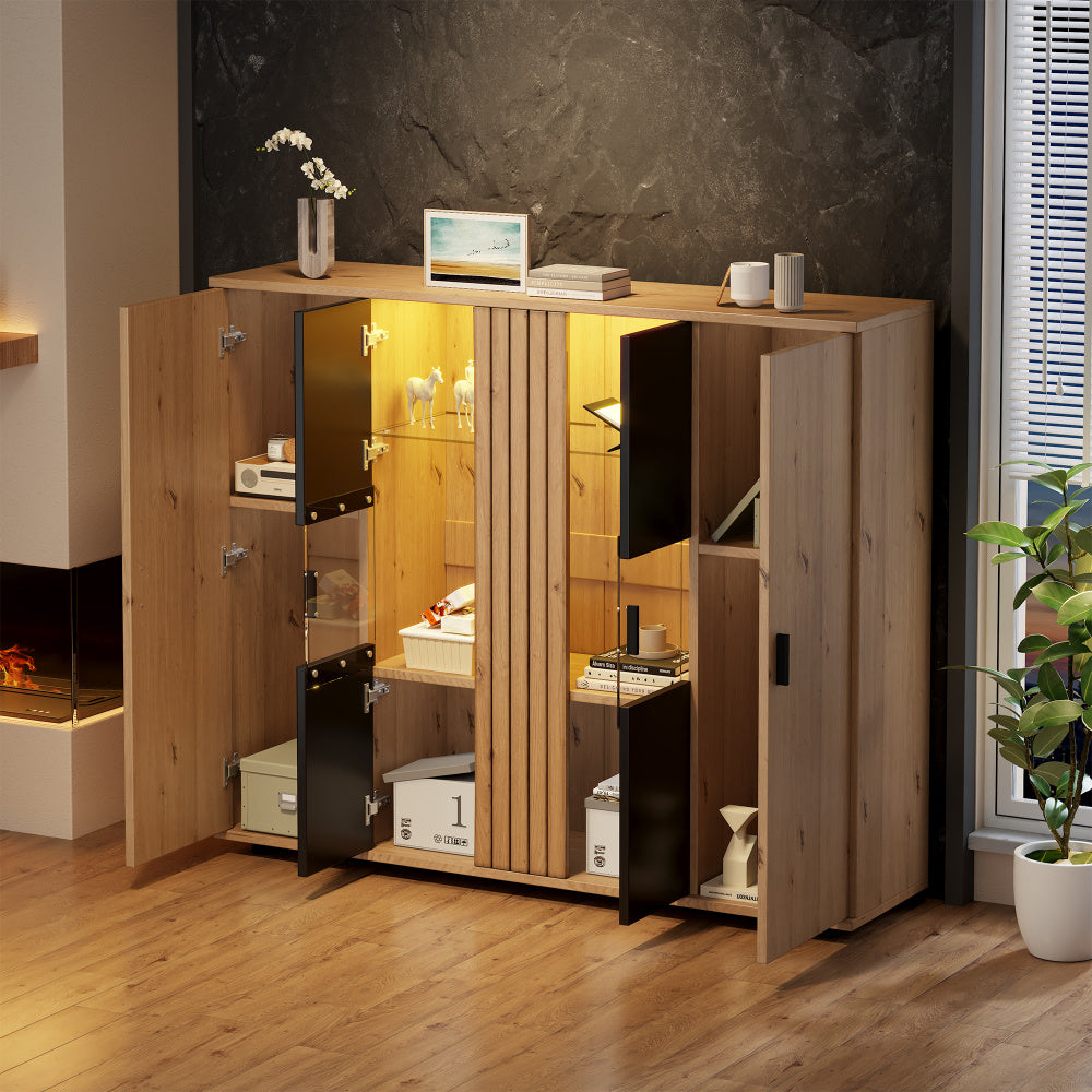 Dressoir – Buffet – Sideboard – Opbergkast – Commode – 140x35x113 cm – Verstelbare Vakken – 4 Deuren