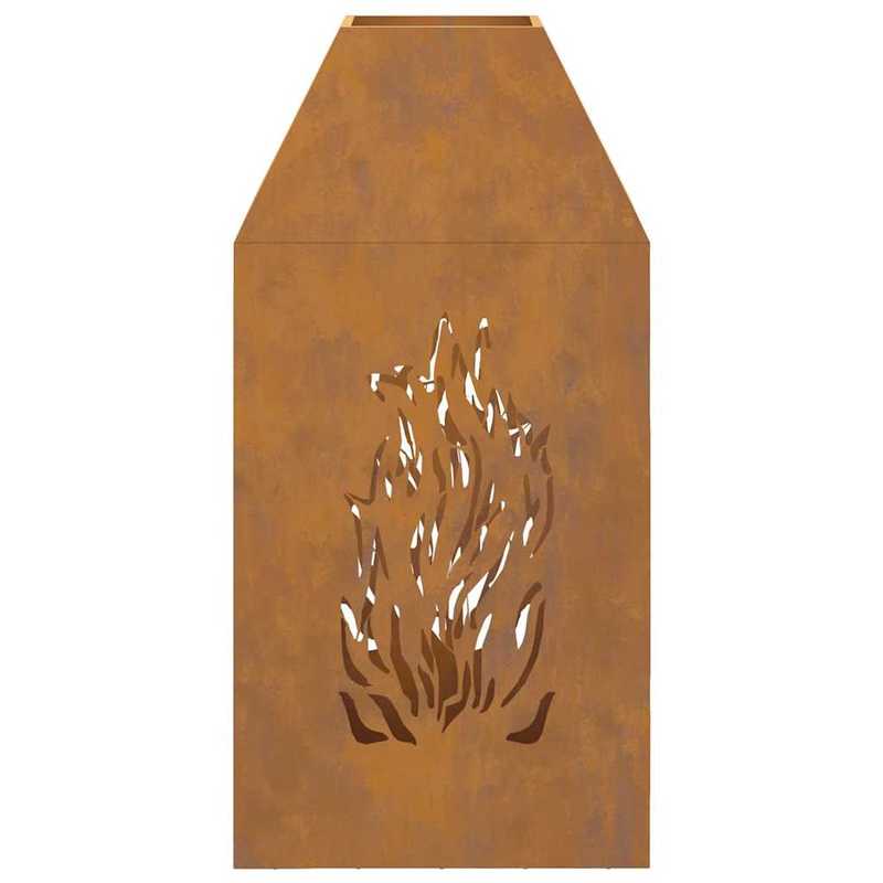 Buitenhaard – Terrashaard – Vuurschaal – Vuurkorf – Fire Pit – Houtkachel – 50x50x100 cm – Bruin Gecoat Staal