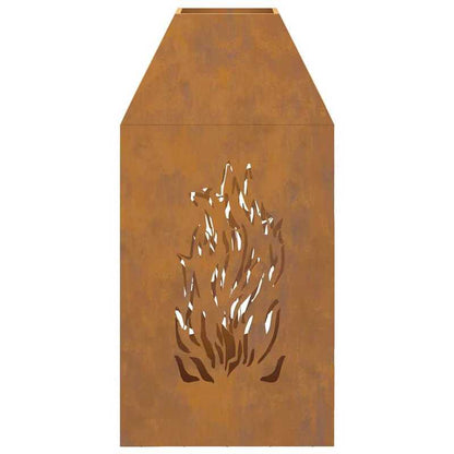 Buitenhaard – Terrashaard – Vuurschaal – Vuurkorf – Fire Pit – Houtkachel – 50x50x100 cm – Bruin Gecoat Staal