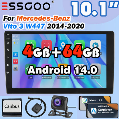 Android Autoradio – Multimedia Systeem – Car Stereo – Navigatieunit – Touchscreen Radio – 10,1 Inch HD IPS Scherm – Wireless CarPlay & Android Auto – Inclusief AHD Achteruitrijcamera