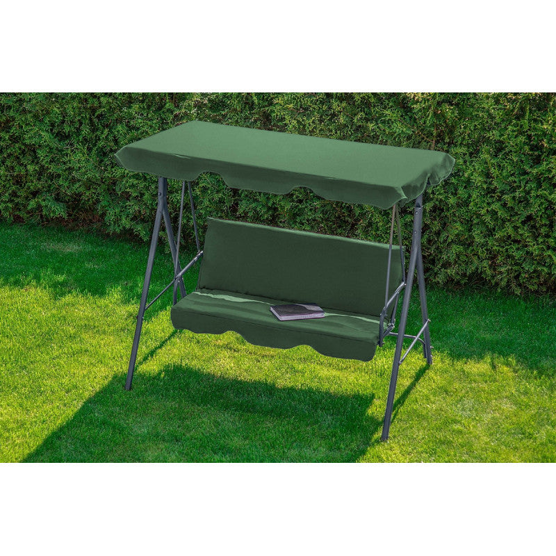 Tuinschommel – Schommelbank – Tuinbank – Schommelstoel – Buitenbank – 3-Persoons – Gepoedercoat Stalen Frame – Verstelbare Zonnekap