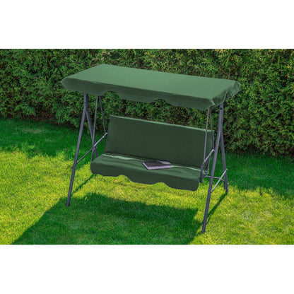 Tuinschommel – Schommelbank – Tuinbank – Schommelstoel – Buitenbank – 3-Persoons – Gepoedercoat Stalen Frame – Verstelbare Zonnekap