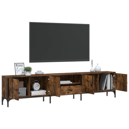 Tv-meubel – Tv-kast – Tv-dressoir – Media-meubel – Opbergkast – Rook eikenhout kleur – 200 x 25 x 44 cm – Extra opberglade