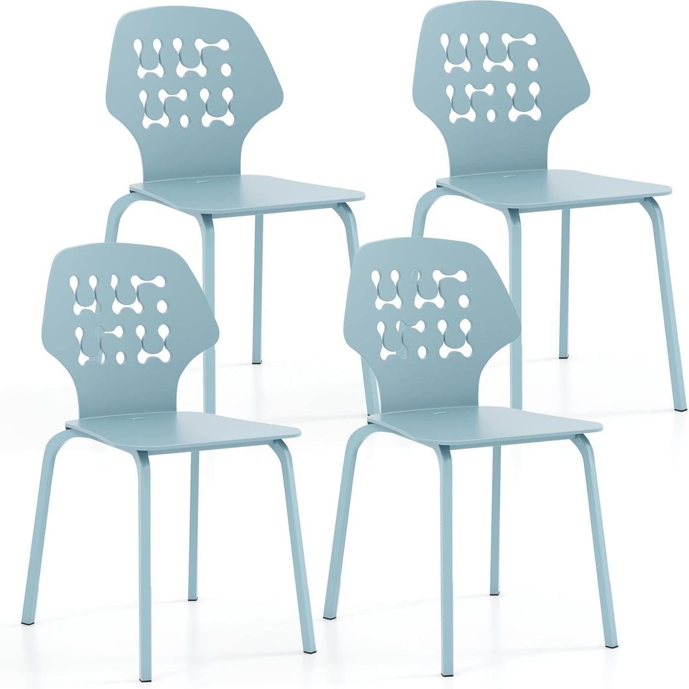 Eetkamerstoel – Keukenstoel – Stoel – Zitstoel – Blauw – Ergonomische Rugleuning – Stevig Metalen Frame 150 kg
