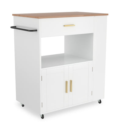 Keukentrolley – Keukenwagen – Serveertrolley – Opbergwagen – Werkbladtrolley – Mobiel Met Wielen – Afsluitbare Opbergruimte – Compact 93x75x46 cm