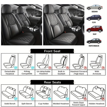 Stoelhoezen Auto – Autostoelhoes – Stoelbekleding Auto – Autostoel Bescherming – Universele Stoelhoezen 5 Zitplaatsen – Waterafstotend Nappa Leder – Comfortabele Sponge Vulling