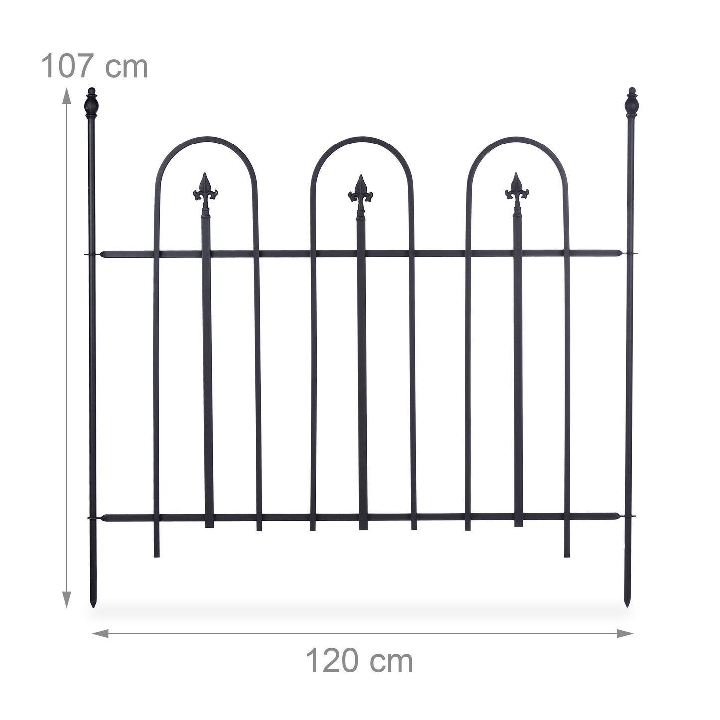 Zwarte Metalen Tuinafscheiding – Tuinhek – Tuinpaneel – Tuinafrastering – Tuinborder – Set van 4 Panelen – Robuust Gesmeed Ijzer – 4,8 Meter Lang