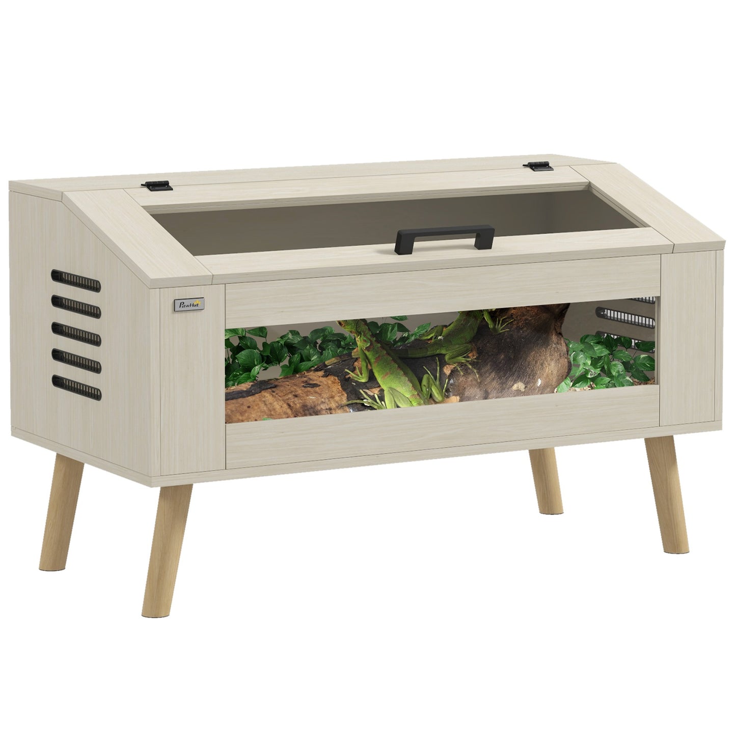 Terrarium voor Reptielen – Reptielenhuis – Vivarium – Reptielen Terrarium – Slang Terrarium – 140 Liter – Gehard Glas & Natuurlijke Houten Afwerking