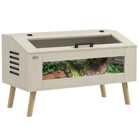 Terrarium voor Reptielen – Reptielenhuis – Vivarium – Reptielen Terrarium – Slang Terrarium – 140 Liter – Gehard Glas & Natuurlijke Houten Afwerking