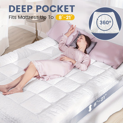Matras Topper – Topmatras – Matras Verbeteraar – Bed Topper – Matras Vervanger – Queen Size 140x200 cm – Dubbele Laag Memory Foam – Bamboe Hoes Afneembaar Wasbaar