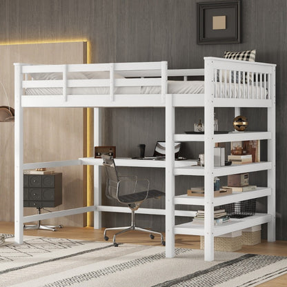 Hoogslaper – Stapelbed – Bedbank – Loftbed – Bed Compleet – Met Ingebouwd Bureau – Geschikt Voor Matras 140x200 cm – Stevig Metalen Frame – Ruimtebesparend Design