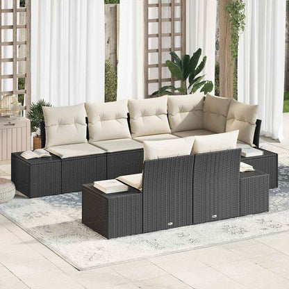 Tuinbank – Buitenbank – Loungeset – Zithoek – Modulaire Bank – Zwart Poly Rattan – Zitplek Voor 7 Personen