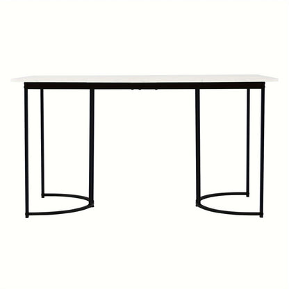 Eettafel – Tafeltje – Keukentafel – Diner tafel – Eetkamertafel – Rechthoekig – MDF Marmerpatroon – Verstelbare Metalen Poten