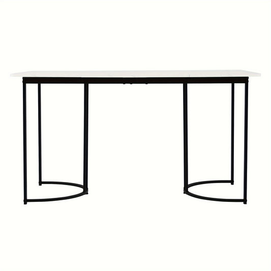 Eettafel – Tafeltje – Keukentafel – Diner tafel – Eetkamertafel – Rechthoekig – MDF Marmerpatroon – Verstelbare Metalen Poten