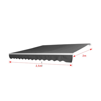 Manual Articulated Arm Awning Awning with Crank, Sun Awning Sun Protection Balcony Awning Patio Awning Clamp Awning for Balcony And Veranda Dark Gray
