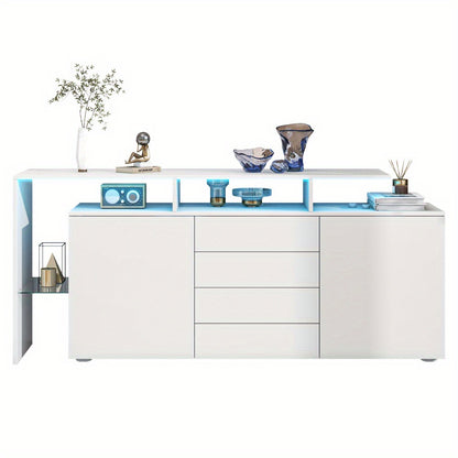 Dressoir – Opbergkast – Buffetkast – Kasten – TV Meubel – Hoogglans Wit – Modern Minimalistisch Design – Volledig Gemonteerd – Stevig & Duurzaam