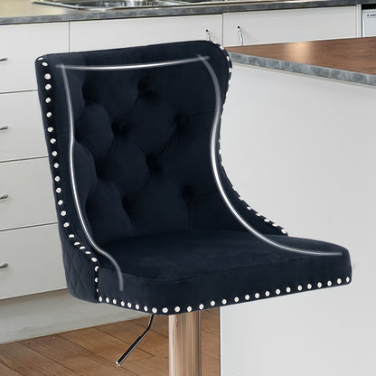 Barstoel – Barkruk – Barstoel Kruk – Barkrukken Set – Keukenstoel – Draaibaar – Verstelbare Zithoogte – Fluwelen Bekleding – Leeuwenkop Trekring