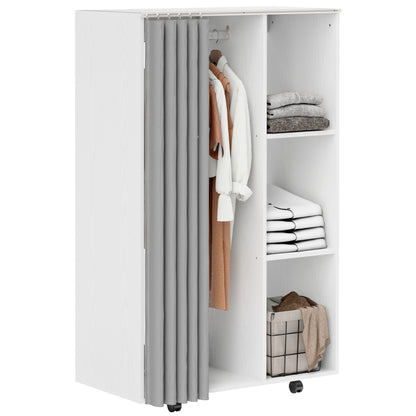 HOMCOM Wardrobe Closet Storage Furniture Mobile 6 Wheels with Clothes Rail And Open Shelves, Rolling Wardrobe Dressing Room for Bedroom, Dim. 80 X 40 X 128 Cm, White