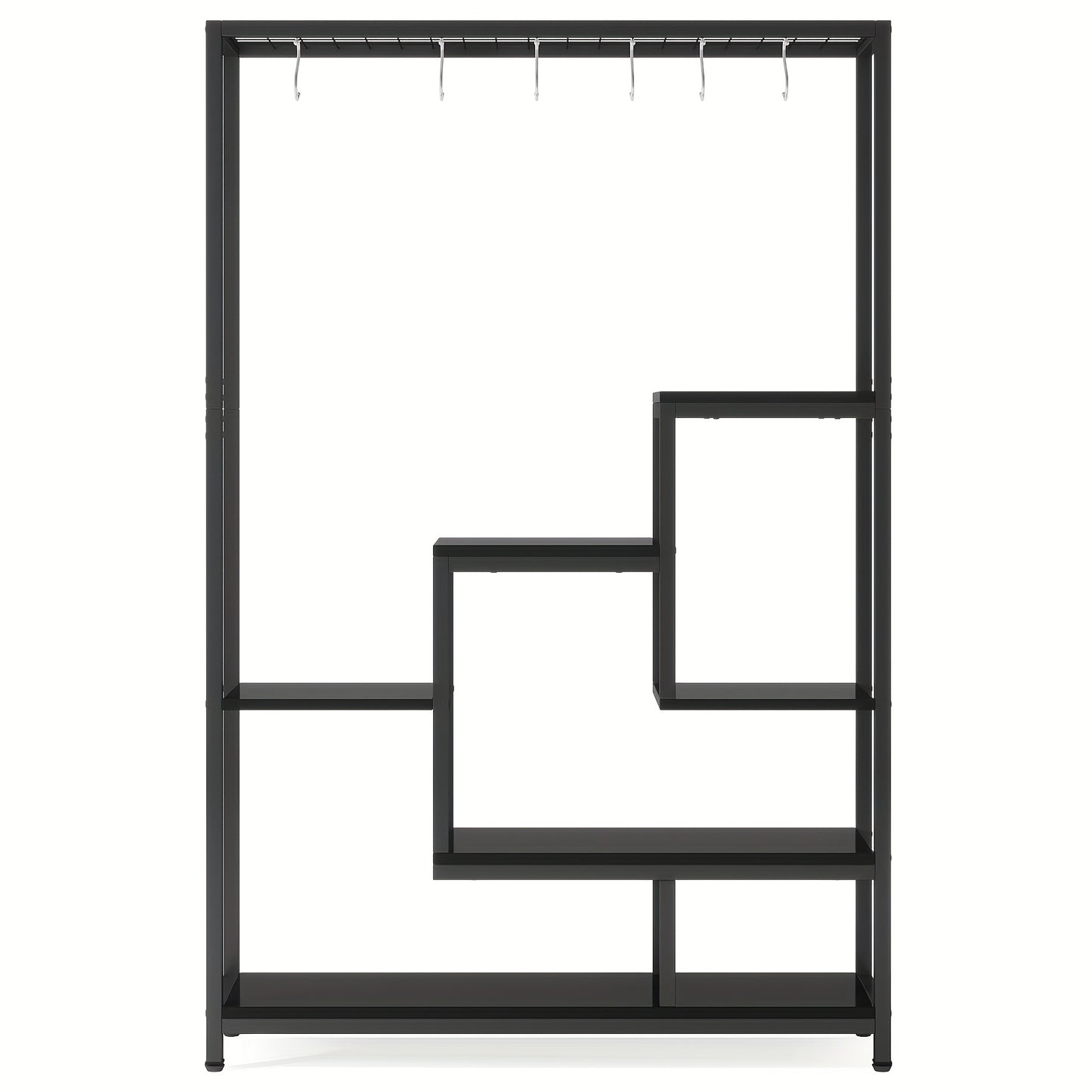 5-Laags Hoge Plantenstandaard – Plankrek – Bloemenrek – Displayrek – Stellingkast – Metaal Zwart – Inclusief Ophanghaken – 180 cm Hoog