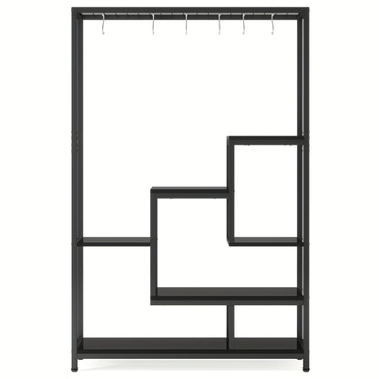 5-Laags Hoge Plantenstandaard – Plankrek – Bloemenrek – Displayrek – Stellingkast – Metaal Zwart – Inclusief Ophanghaken – 180 cm Hoog