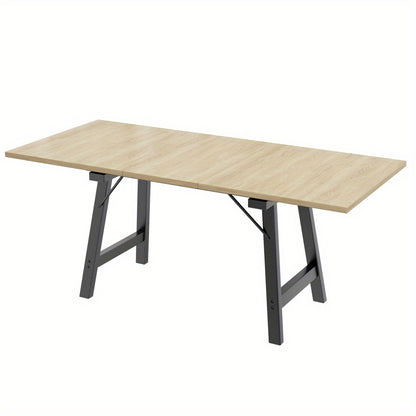 Uitschuiftafel – Uitbreidbare Eettafel – Telescopische Tafel – Houten Tafel – Verlengbare Tafel – MDF Met Natuurlijk Hout – Geschikt Voor 4-6 Personen