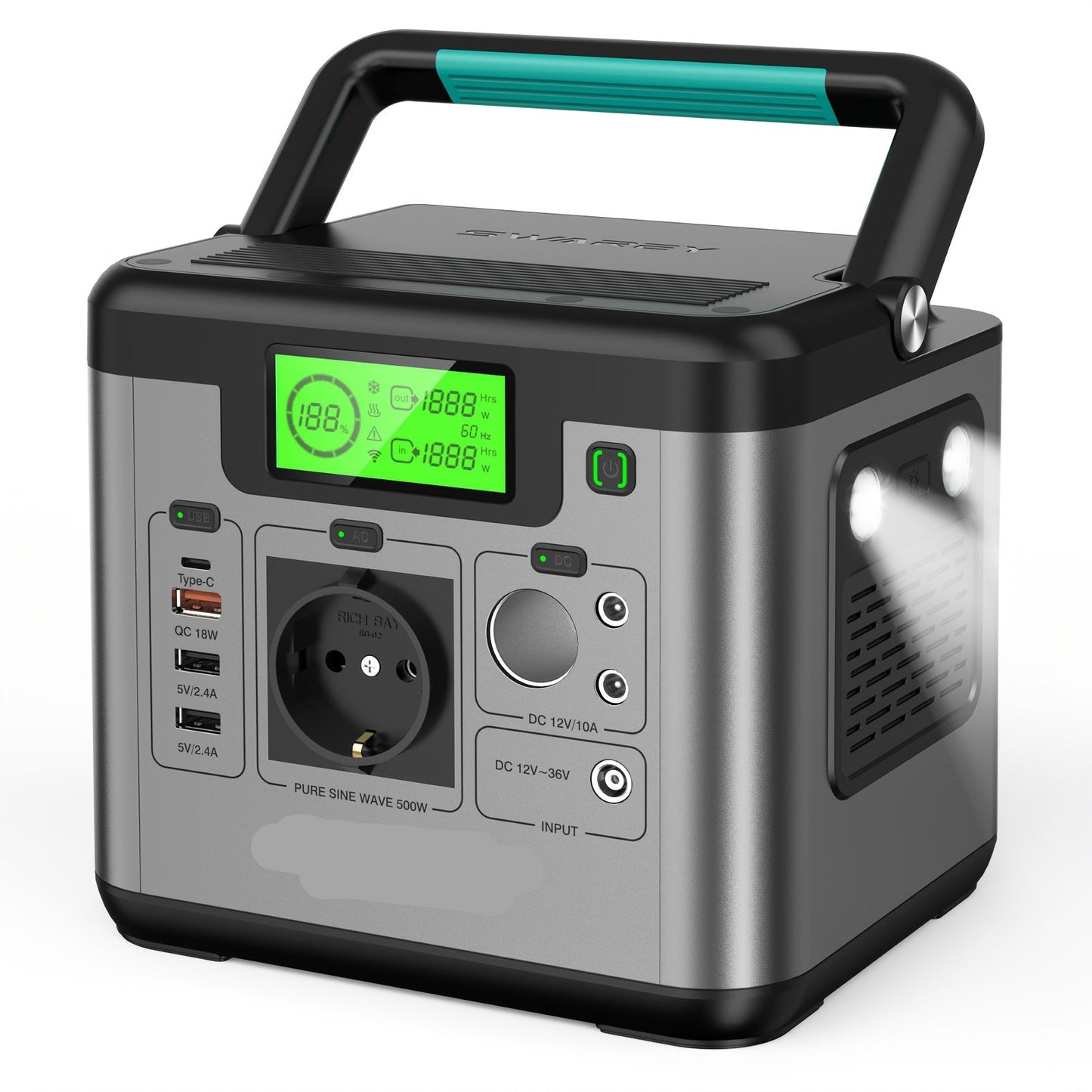 Draagbare Powerstation – Stroomgenerator – Noodstroomvoorziening – Powerbank – Camping Accu – 518Wh Capaciteit – 500W AC Uitgang