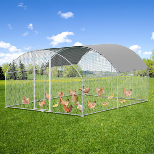 Chicken Coop Free range chicken house with Safety Lock Easy to clean with Lock and Door Roof With PVC-coated Outdoor Enclosure Free Range Enclosure Metal Animal Enclosure Plenty of Space for Chickens, Rabbits and Other Small