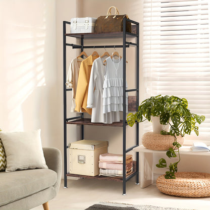 Kledingrek – Garderoberek – Kledingstandaard – Dressboy – Kapstok – Verstelbare Planken – Stevig Smeedijzeren Frame – Vrijstaand Designerrek