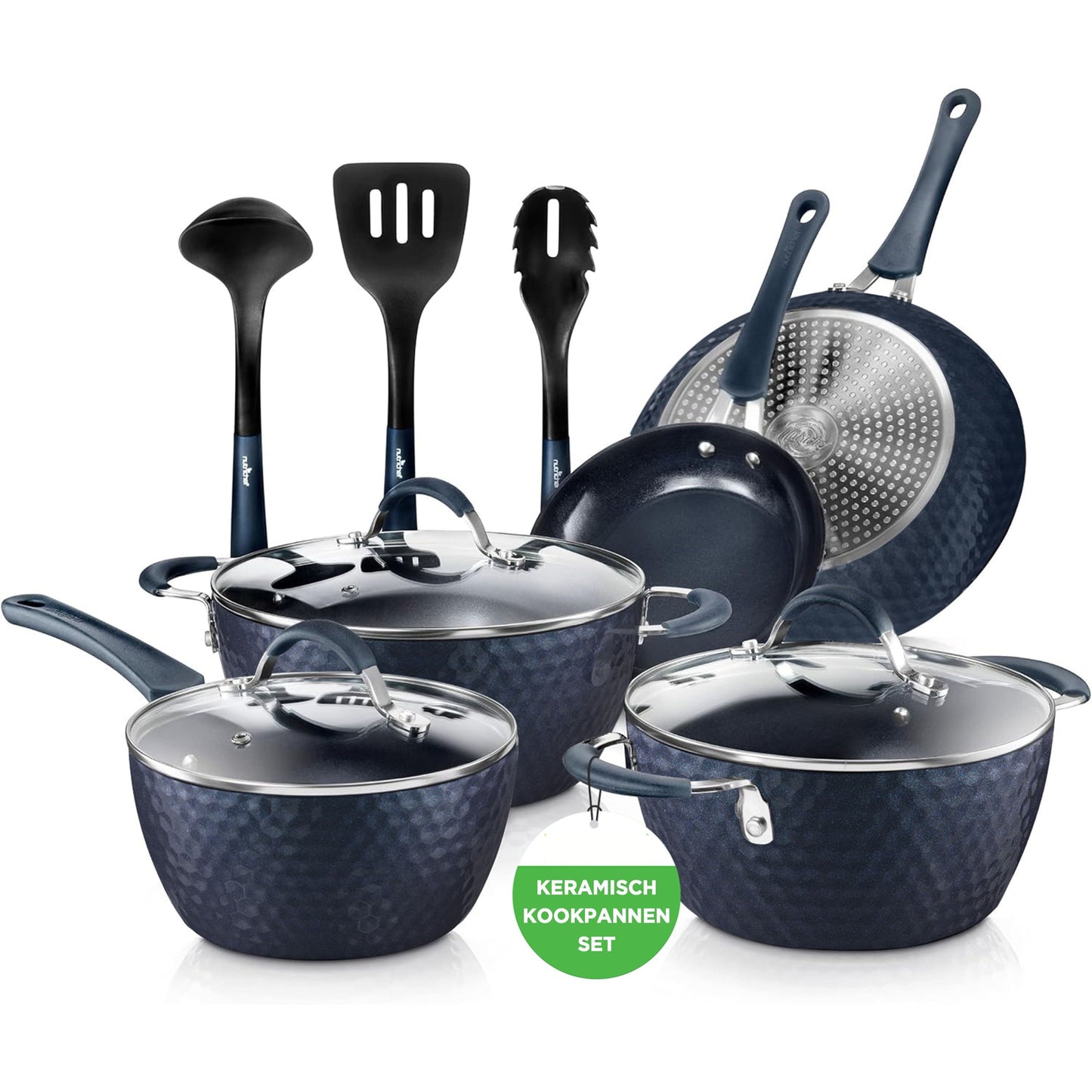 Inductieset – Pannenset – Keramische Keukenset – Kookgerei – Kookpannen – PFOA-vrij – Blauw Diamant Coating